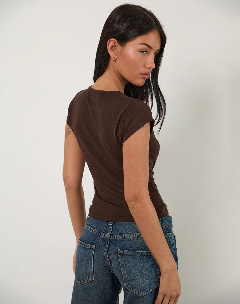 Elmira Top in Knit Bitter Chocolate - Image 3