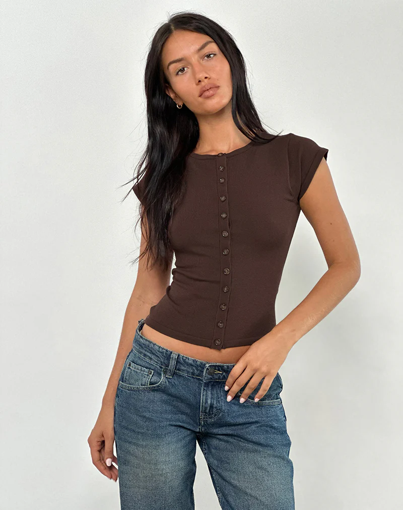 Elmira Top in Knit Bitter Chocolate - Image 4