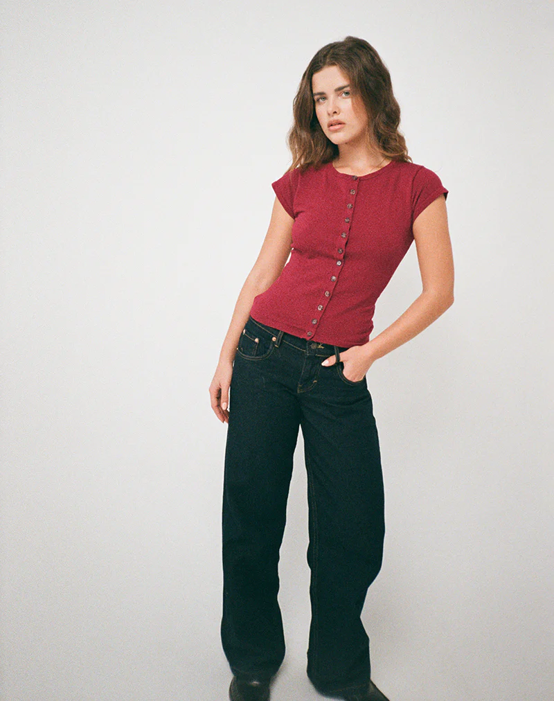 Elmira Top in Knit Burgundy - Image 5