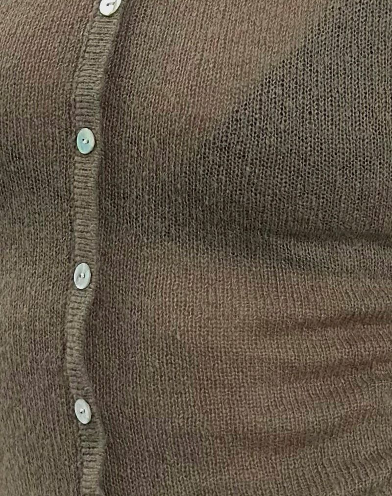 Elmira Top in Sheer Knit Khaki - Image 6