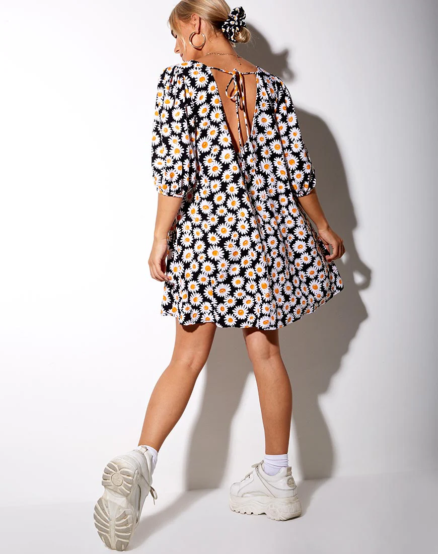 Elna Babydoll Dress in Daisy Love Black - Image 4