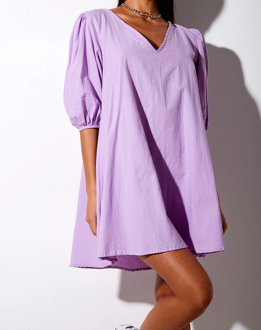 Elna Babydoll Dress in Lilac - Image 2