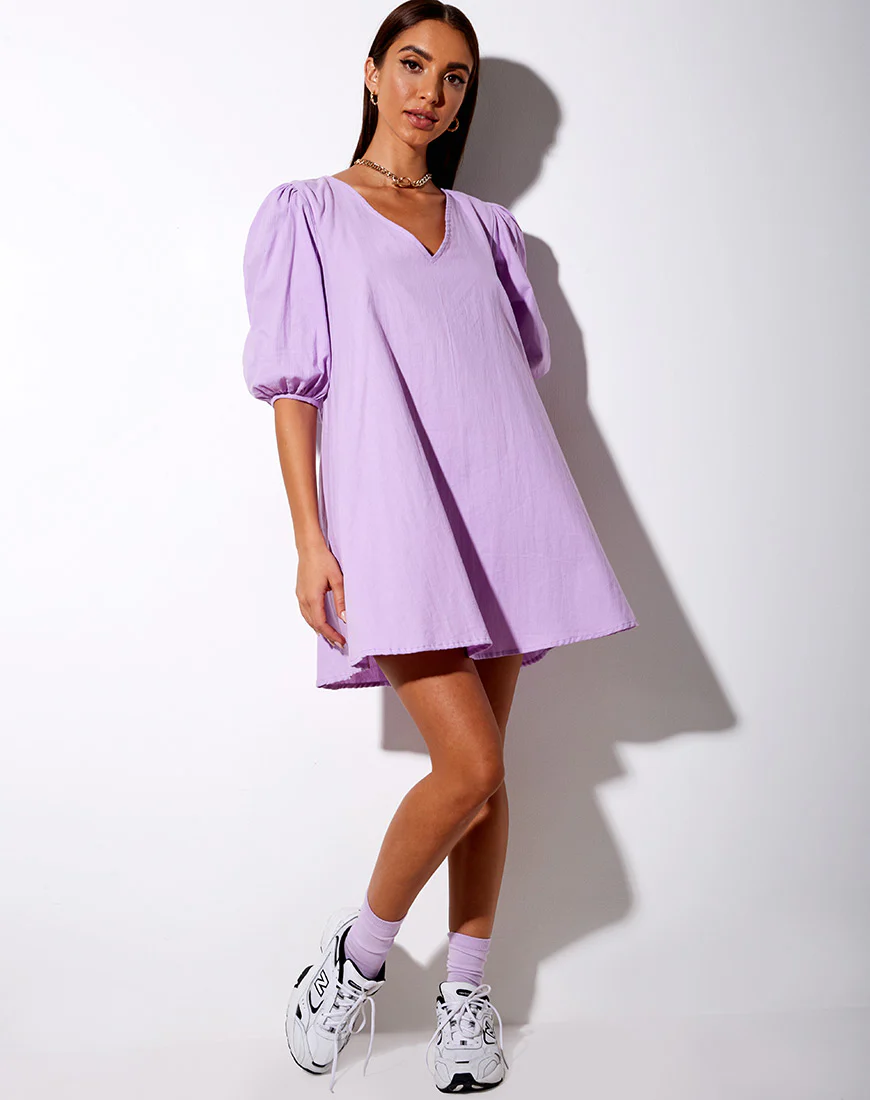 Elna Babydoll Dress in Lilac - Image 5