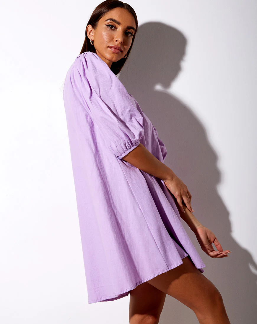 Elna Babydoll Dress in Lilac - Image 7