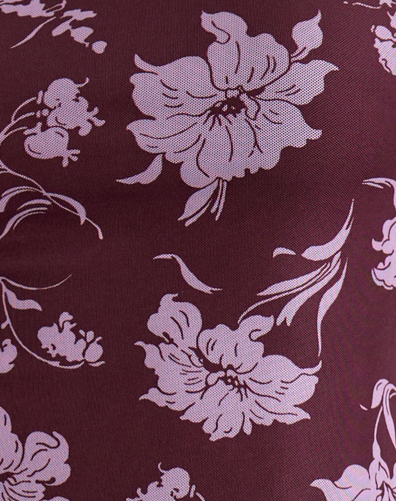 Elorina Mini Dress in Blooming Bliss Burgundy - Image 7