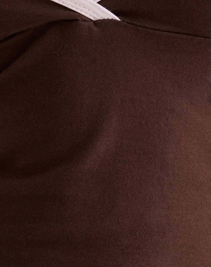 Elspe Halter Top in Bitter Chocolate with Light Pink Binding - Image 6