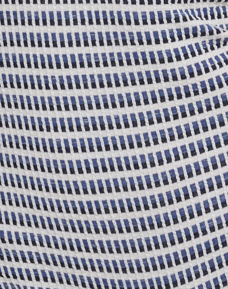 Elvio Playsuit in Rib Stripe Blue and White - Image 6