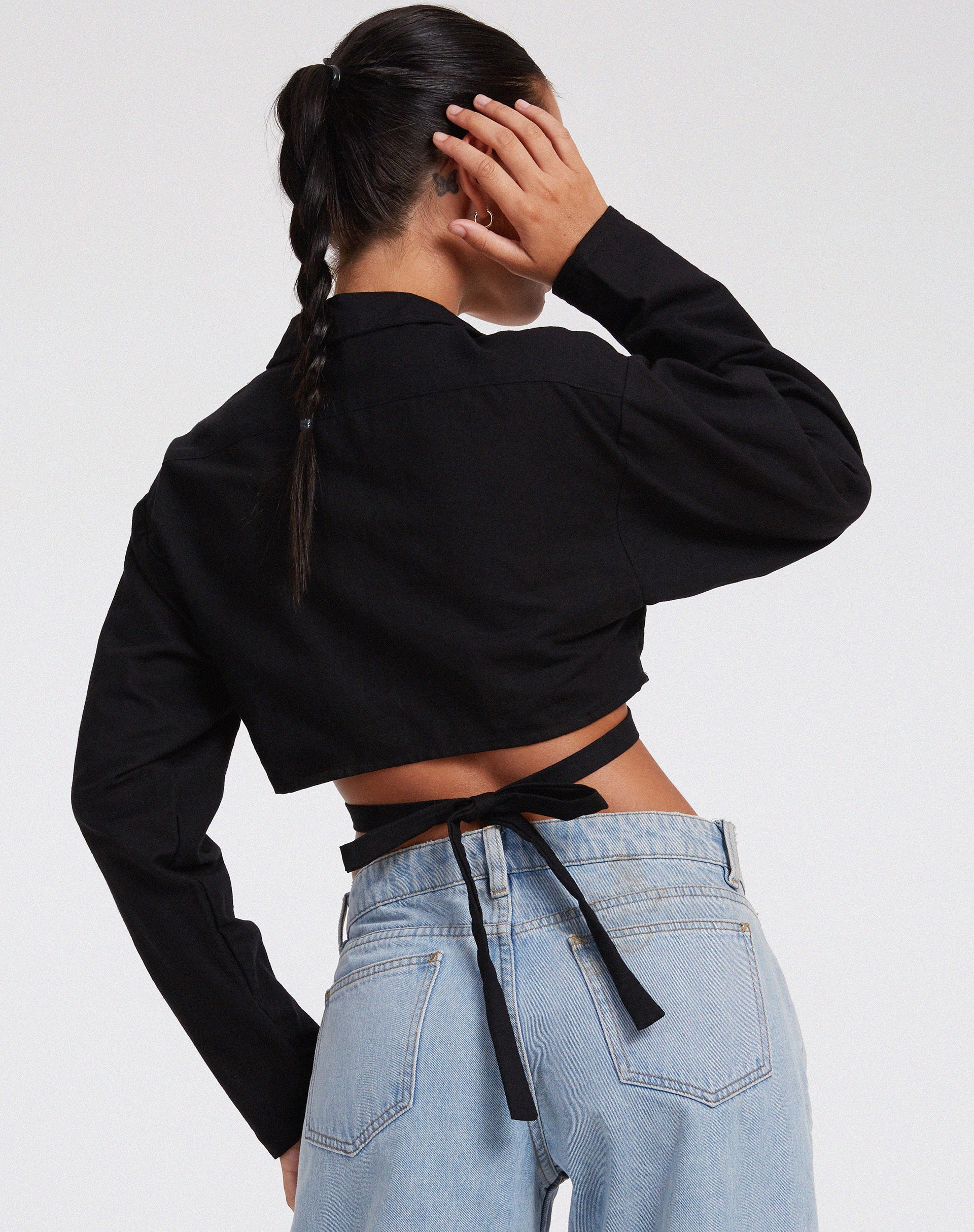 Elyse Crop Top in Rami Black - Image 2