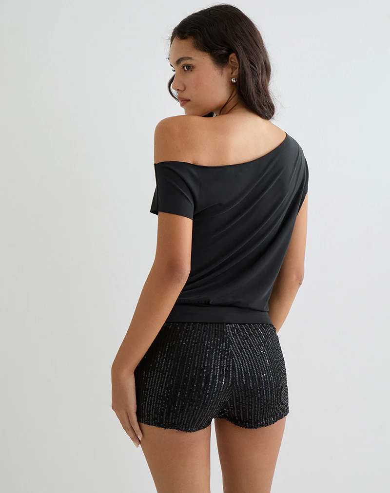 Elysian Asymmetric Top in Cupro Black - Image 4