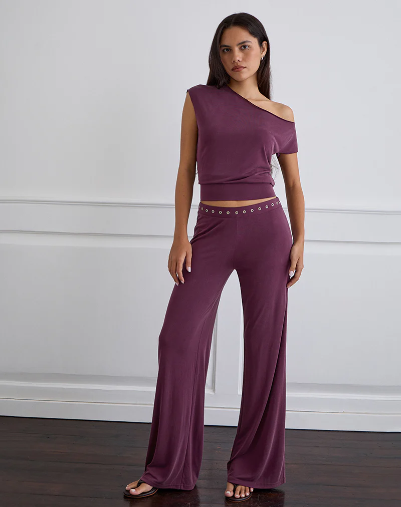 Elysian Asymmetric Top in Cupro Plum - Image 3