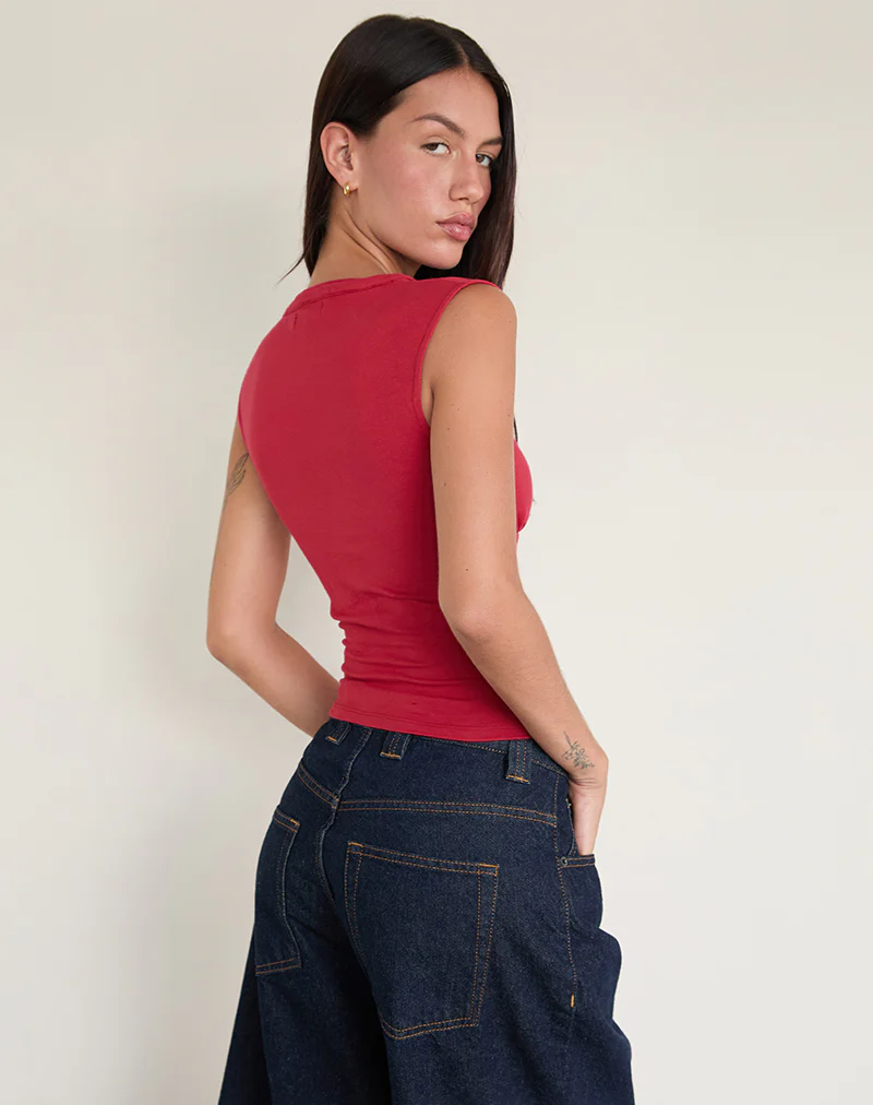 Emberly Plunge Top in Adrenaline Red - Image 4