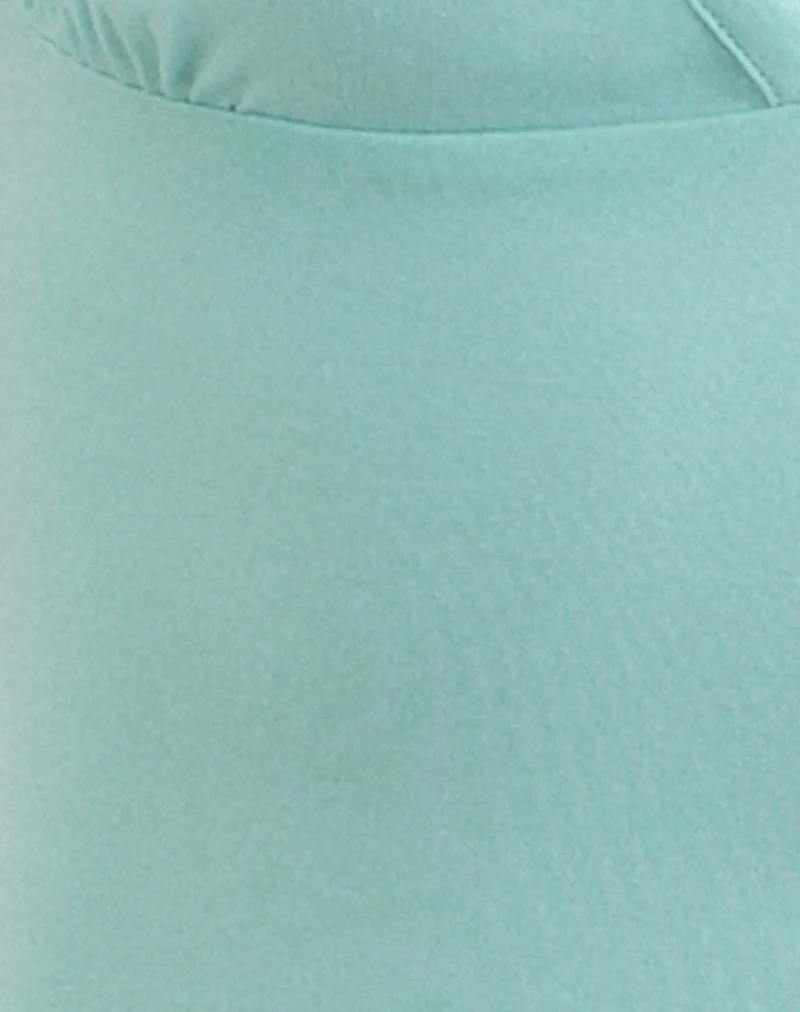 Emberly Plunge Top in Rayon Jersey Aqua - Image 5