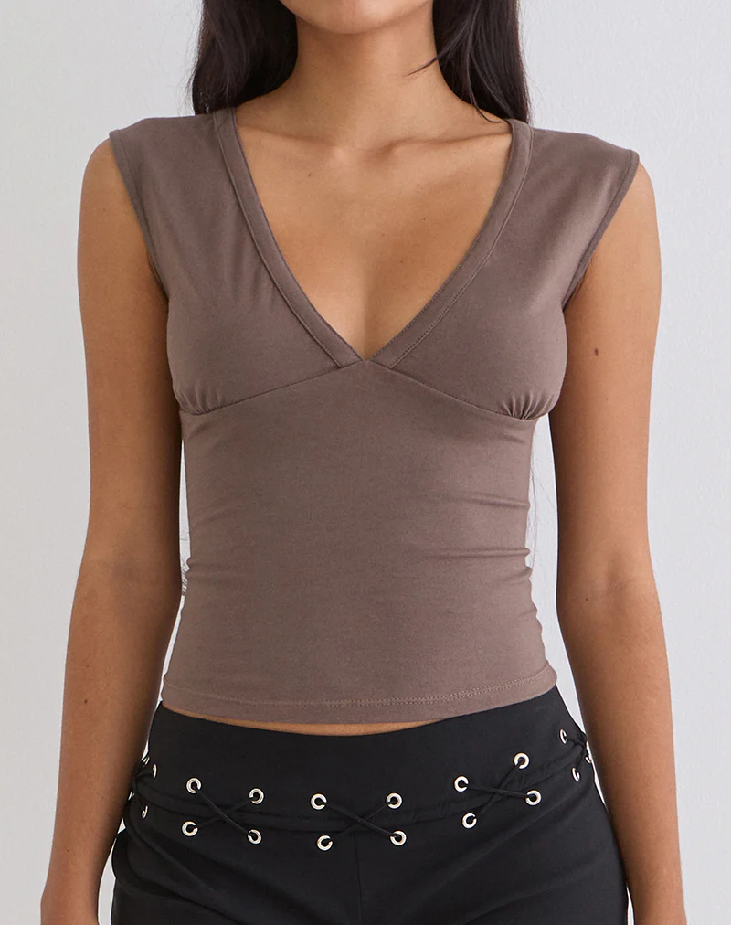 Emberly Plunge Top in Coffee Quartz - Image 2