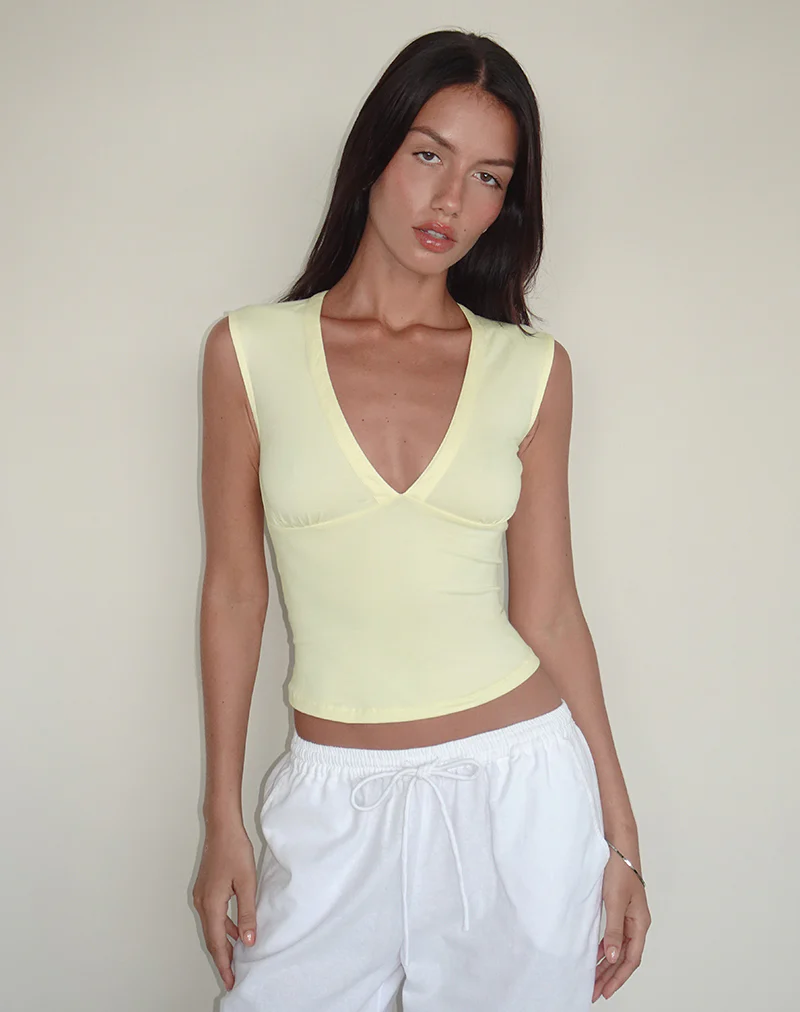 Emberly Plunge Top in Lemon - Image 5