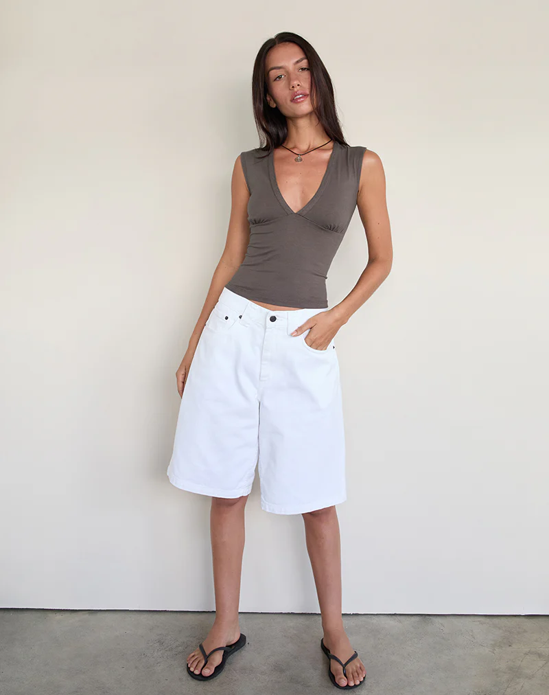 Emberly Plunge Top in Peppercorn - Image 2