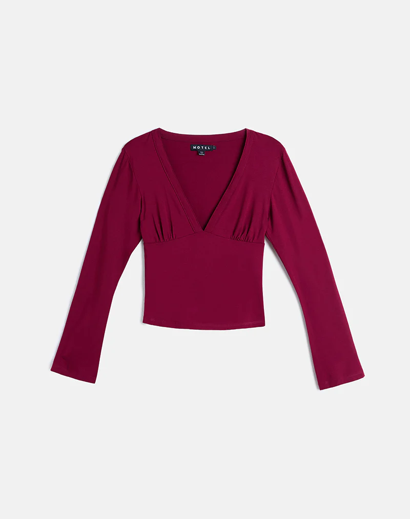 Emesy Long Sleeve Top in Burgundy - Image 6