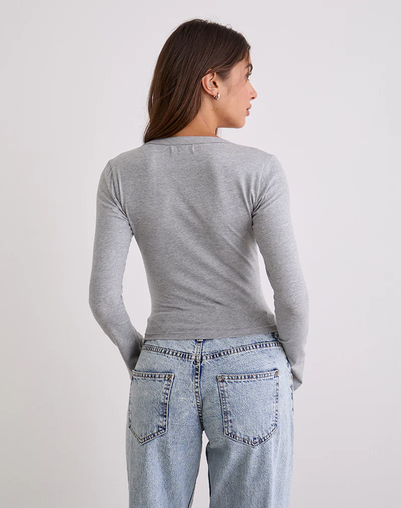 Emesy Long Sleeve Top in Grey Marl - Image 5