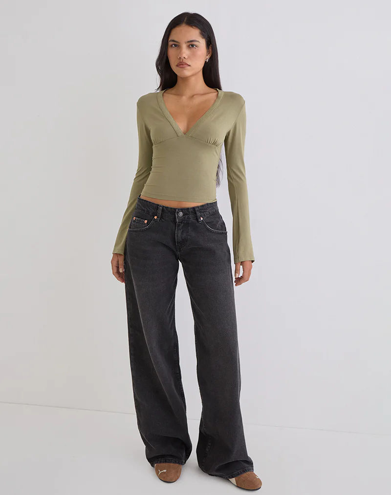 Emesy Long Sleeve Top in Khaki - Image 3