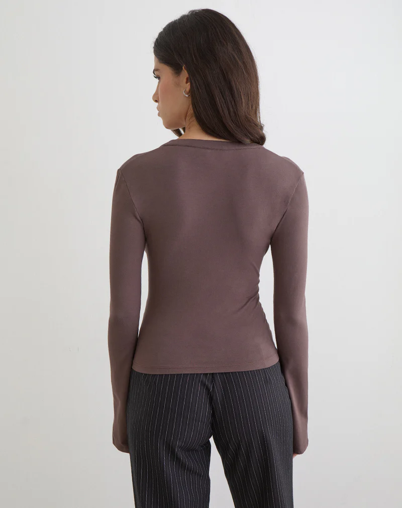 Emesy Long Sleeve Top in Coffee Quartz - Image 4