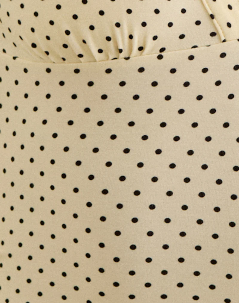 Emesy Long Sleeve Top in Butter Yellow with Micro Polka Dots - Image 6