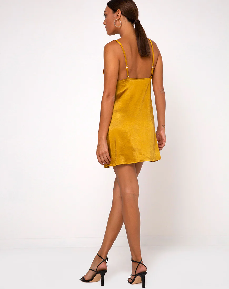 Emilia Slip Dress in Satin Turmeric - Image 4