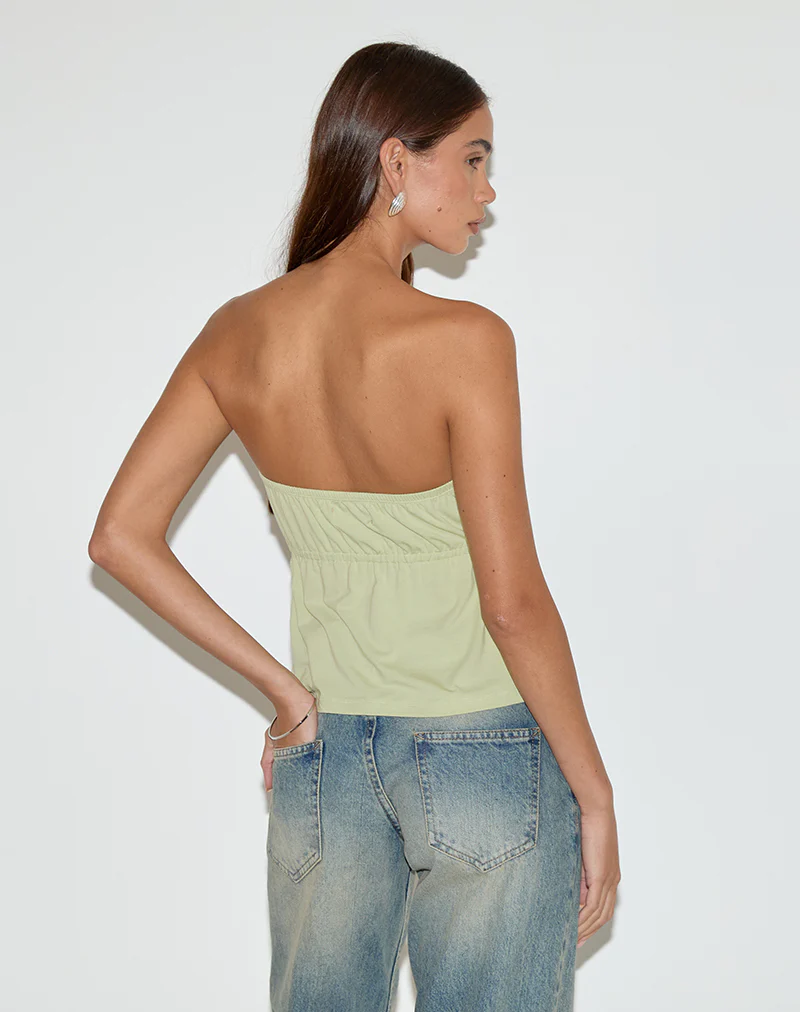 Ender Tie Bandeau Top in Rayon Pistachio - Image 5