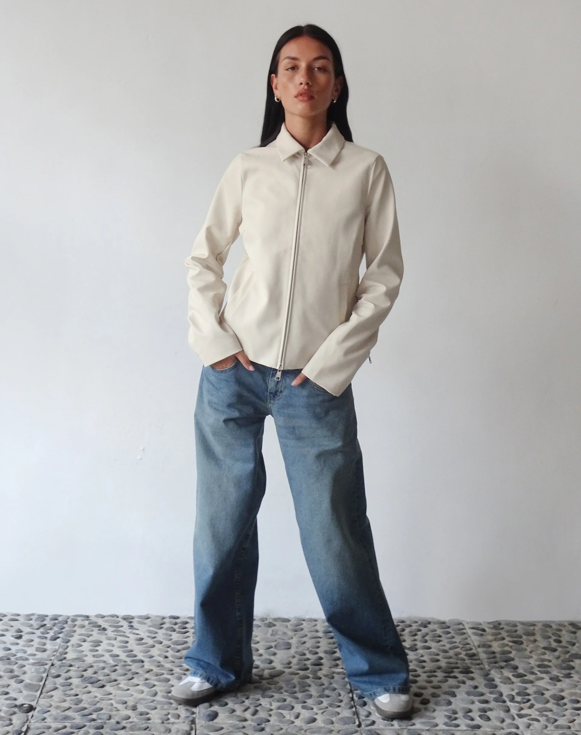 Enid Jacket in PU Ivory - Image 5