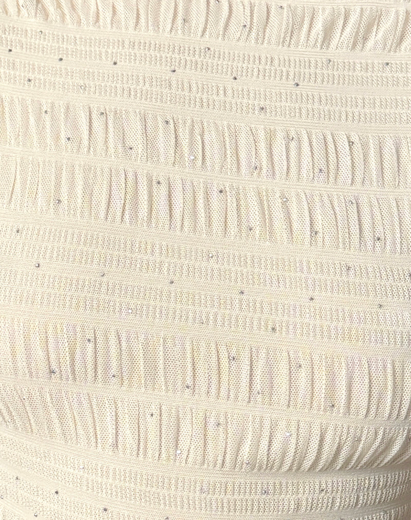 Erika Backless Top in Sequin Mesh Ivory - Image 6