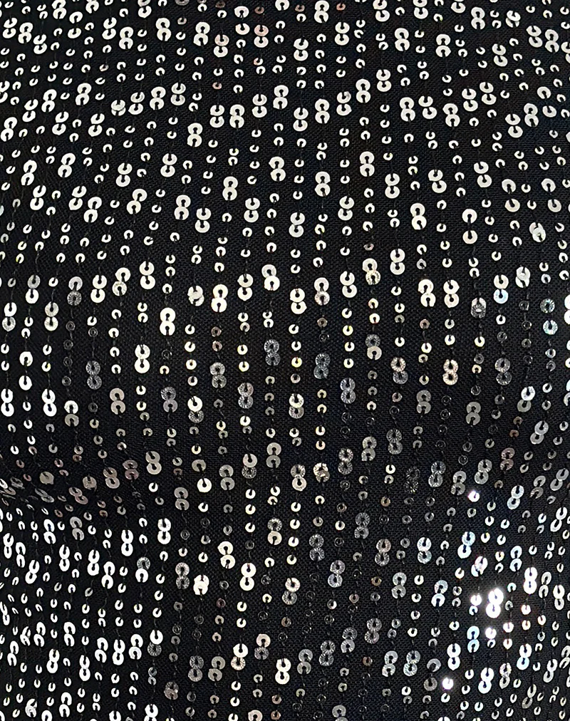 Erika Backless Top in Black Gauzy Sequin - Image 7