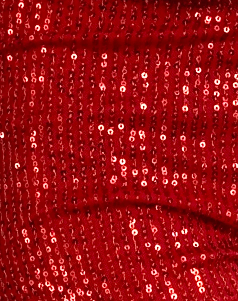 Erna Micro Short in Red Mini Sequin - Image 5
