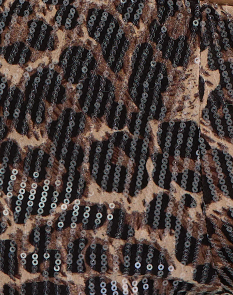Erna Shorts in Leopard Sequin Brown - Image 6