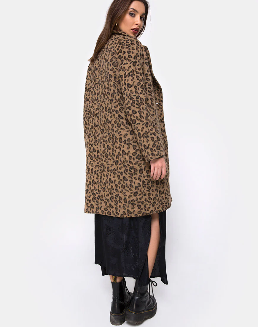 Ernest Boyfriend Coat Leopard Print Grey - Image 4