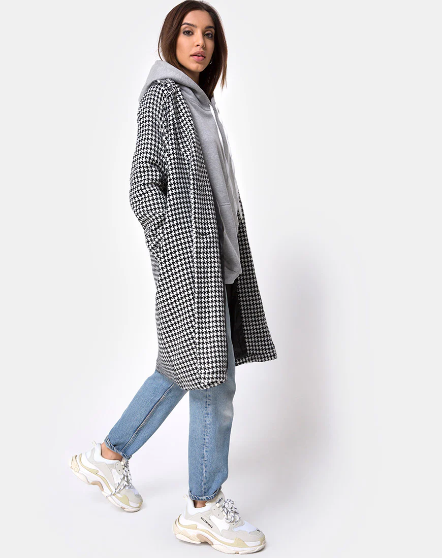 Ernest Coat in Houndstooth Check Black and White - Image 2