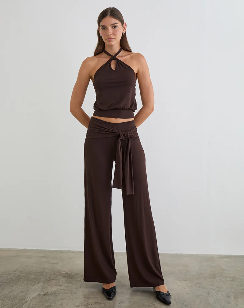 Esata Wrap Trouser in Bitter Chocolate - Image 3