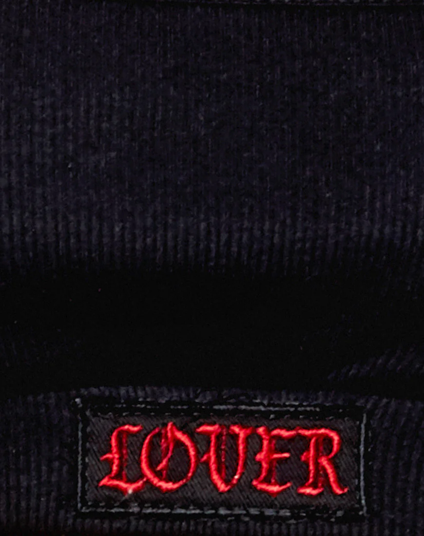 Esme Bralet in Black with Red 'Lover' Embro - Image 6