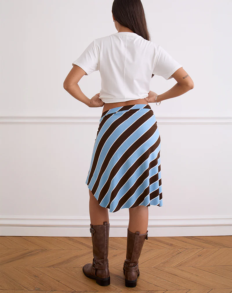 Esmeray Midi Skirt in Retro Stripe Blue - Image 5