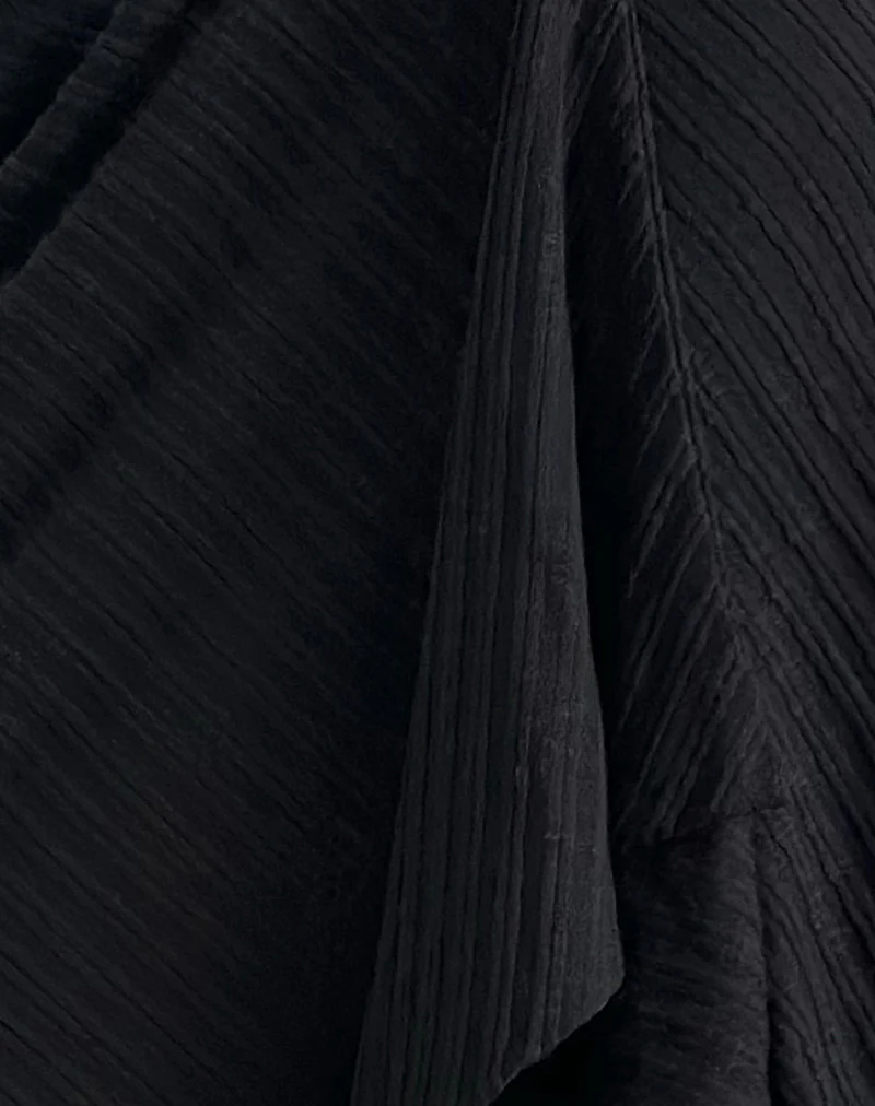 Esmeray Midi Skirt in Sheer Diagonal Knit Black - Image 6