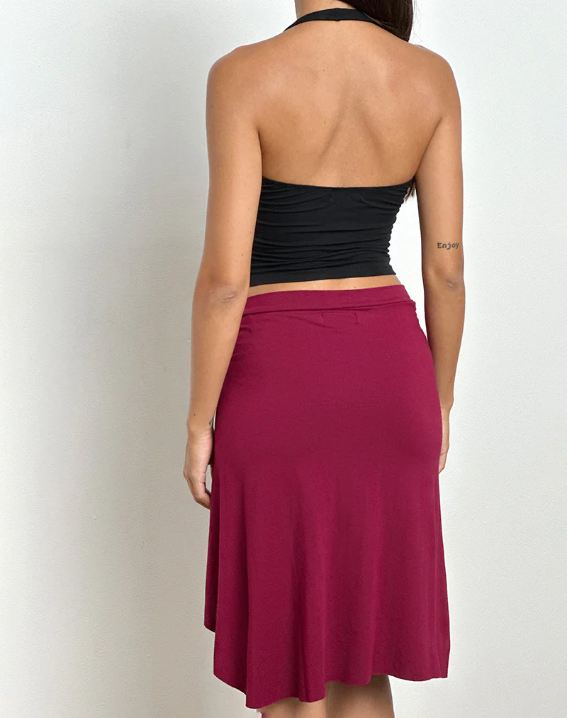 Esmeray Midi Skirt in Burgundy - Image 3