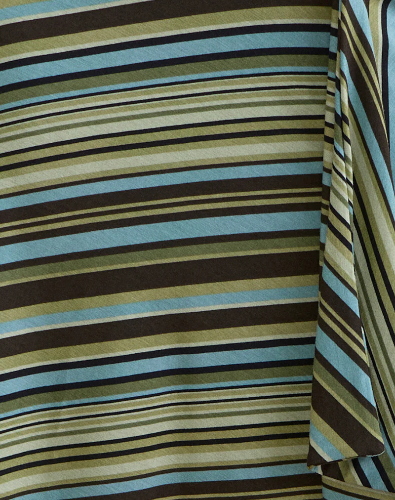 Esmeray Midi Skirt in Mixed Stripe Green - Image 5
