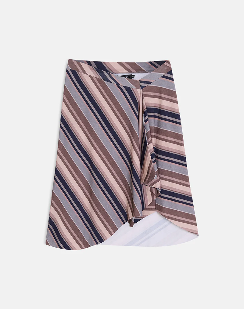 Esmeray Midi Skirt in Mixed Stripe Brown - Image 4