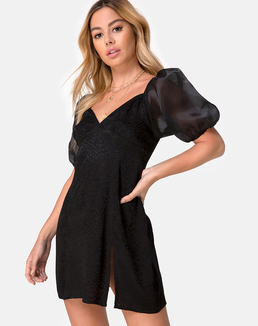 Espera Dress in Satin Cheetah Black - Image 2