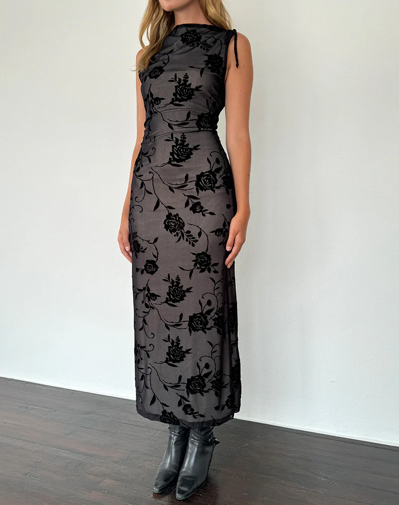 Estoria Midi Dress Black Rose Flock - Image 2