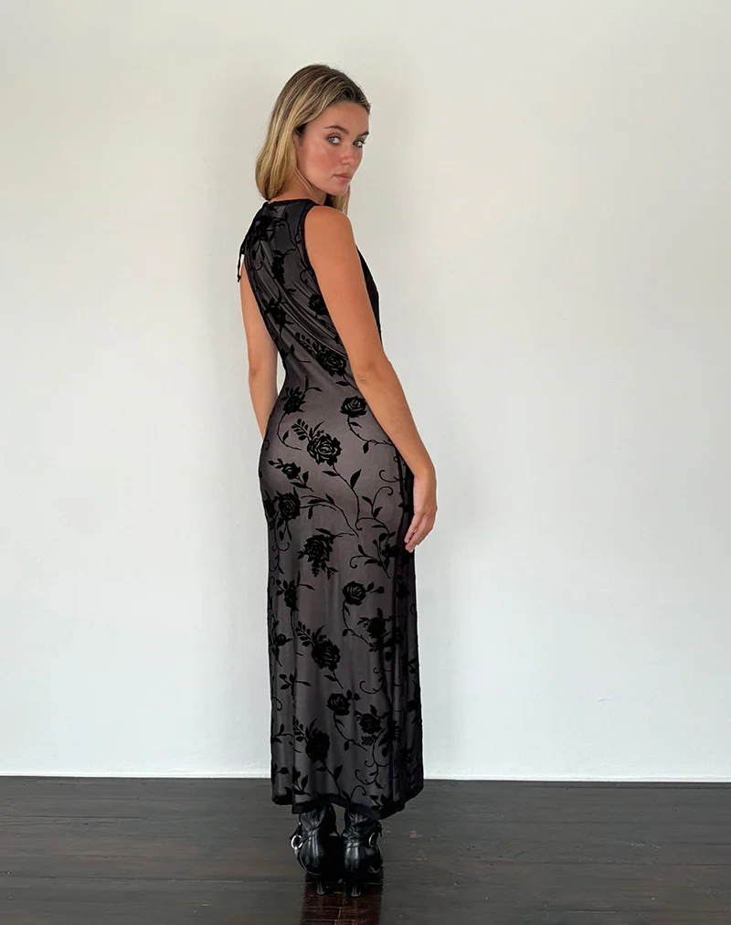 Estoria Midi Dress Black Rose Flock - Image 3