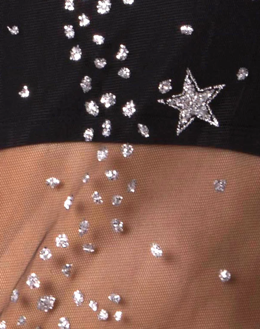 Ether Longsleeve Top in Silver Star on Glitter Net - Image 5