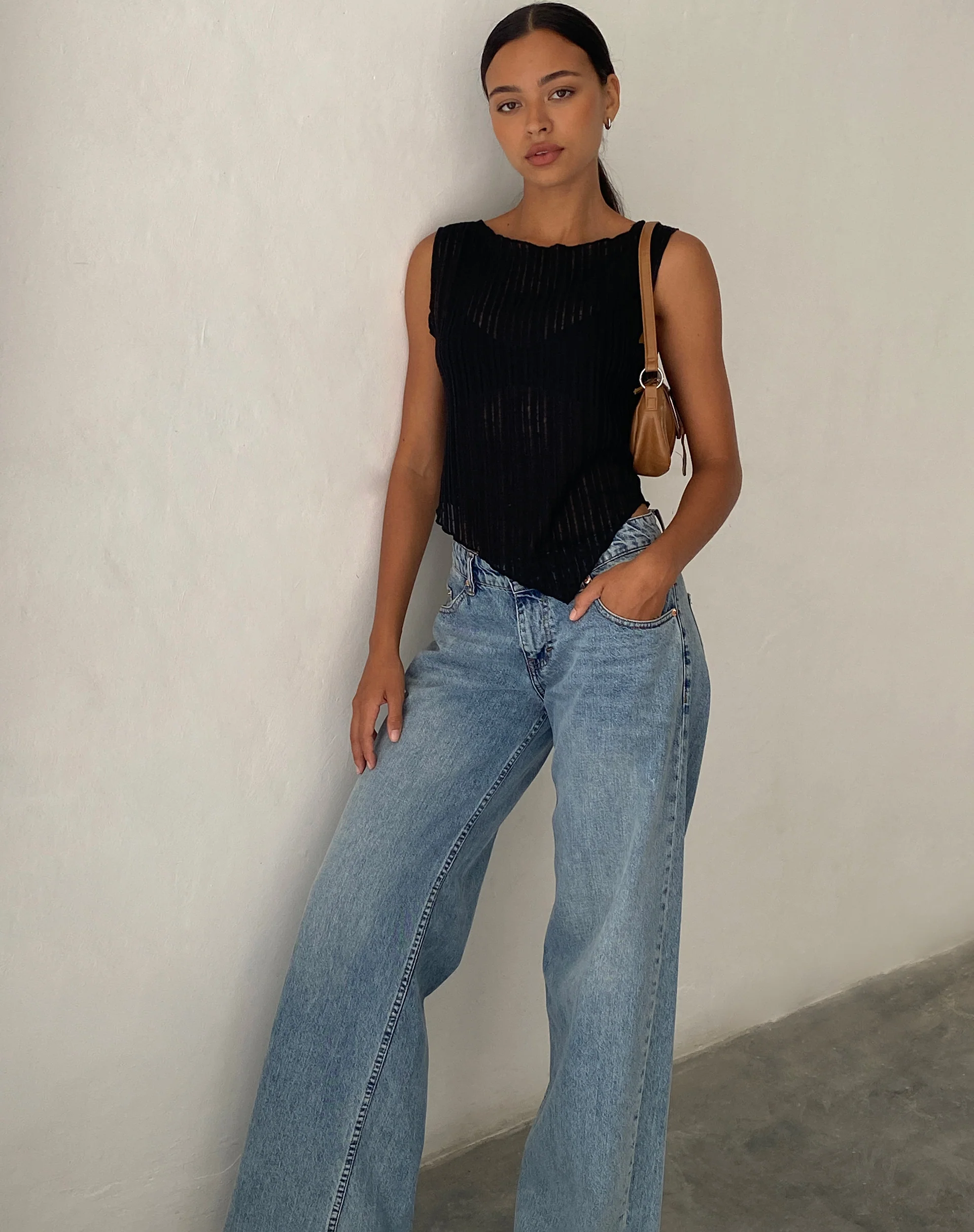 Etta Knitted Vest Top in Black - Image 2