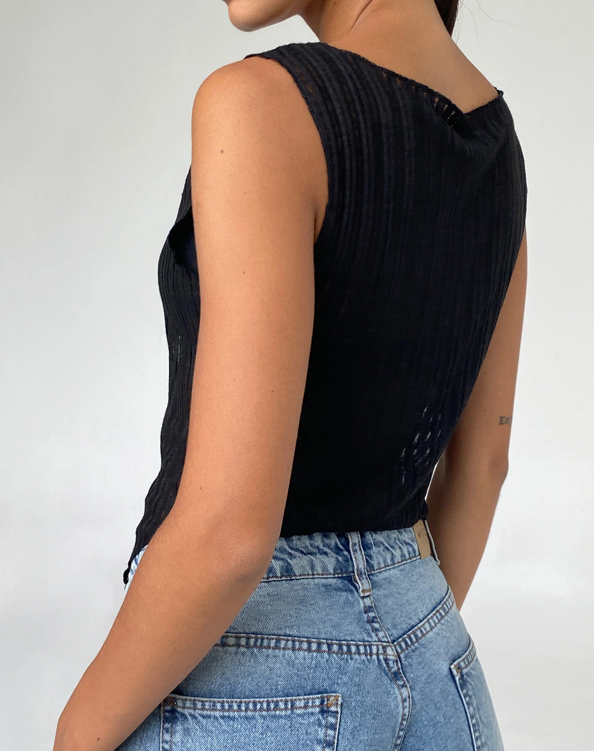 Etta Knitted Vest Top in Black - Image 5