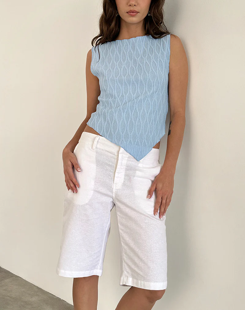 Etta Vest Top in Crinkle Blue - Image 2
