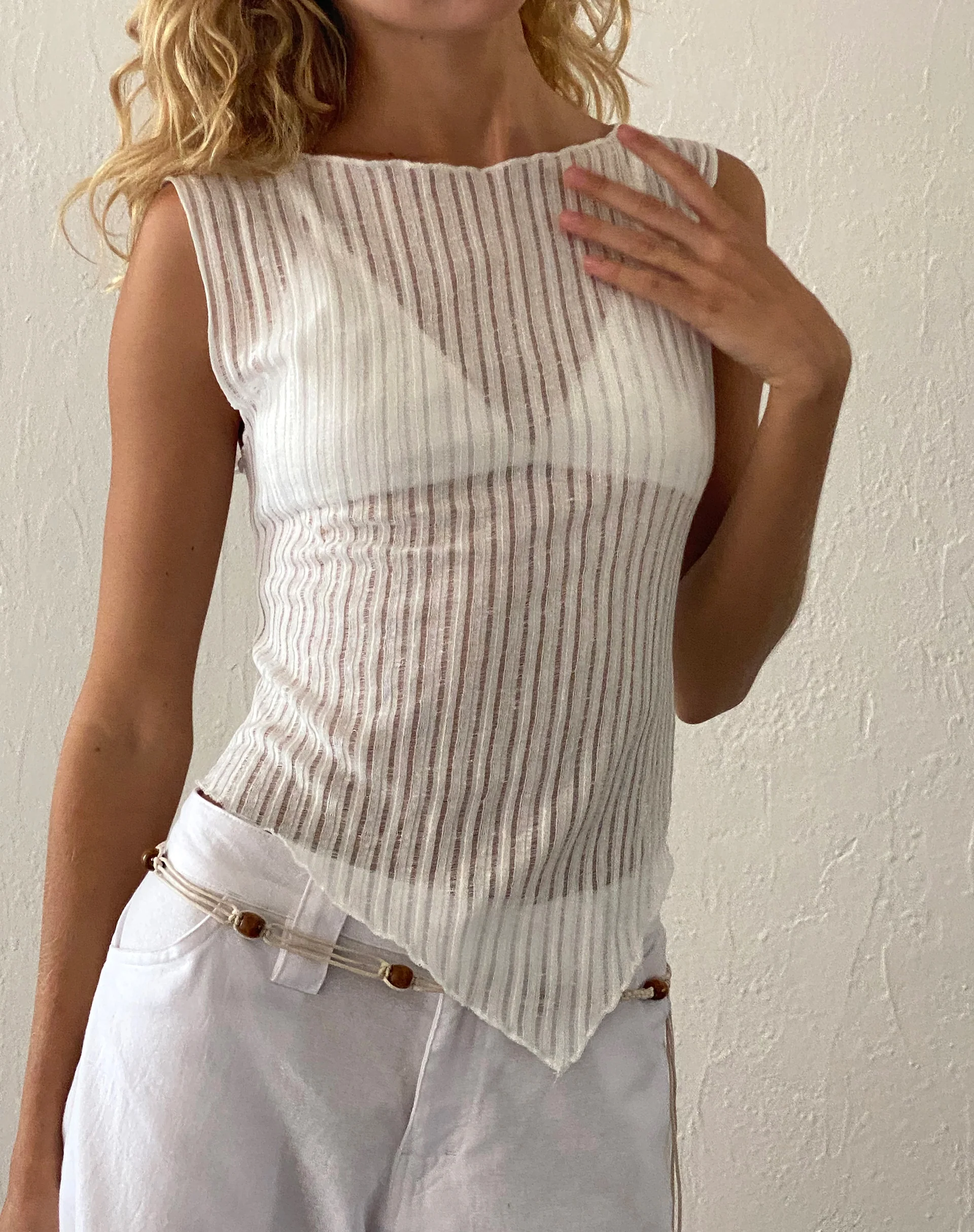 Etta Knitted Vest Top In Ivory - Image 2
