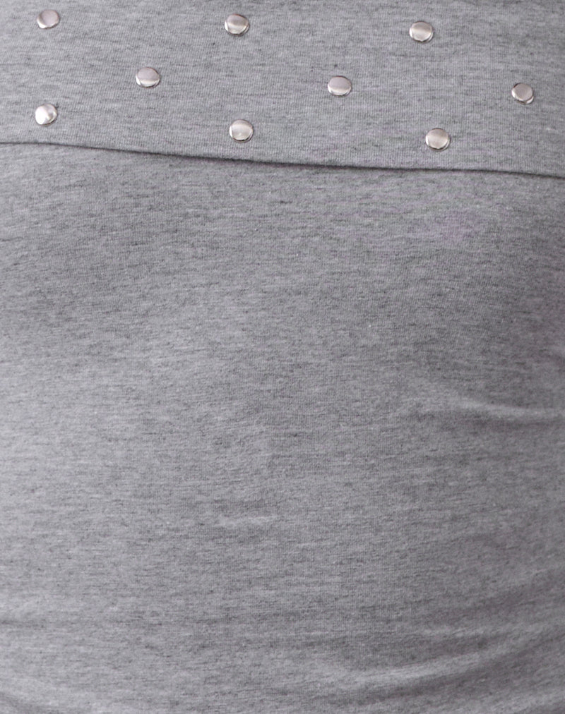 Eulala Bardot Top in Studded Grey Marl - Image 6