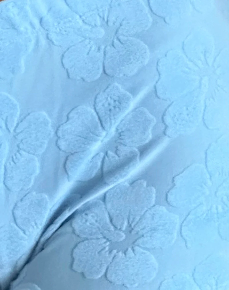 Eunia Micro Shorts in Hibiscus Terry Light Blue - Image 5